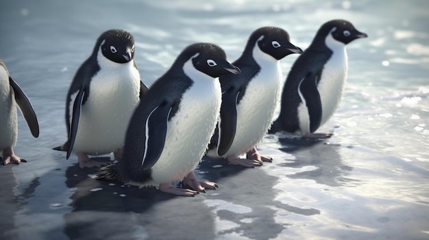 Pinguino Gentoo che cammina sulla spiaggia