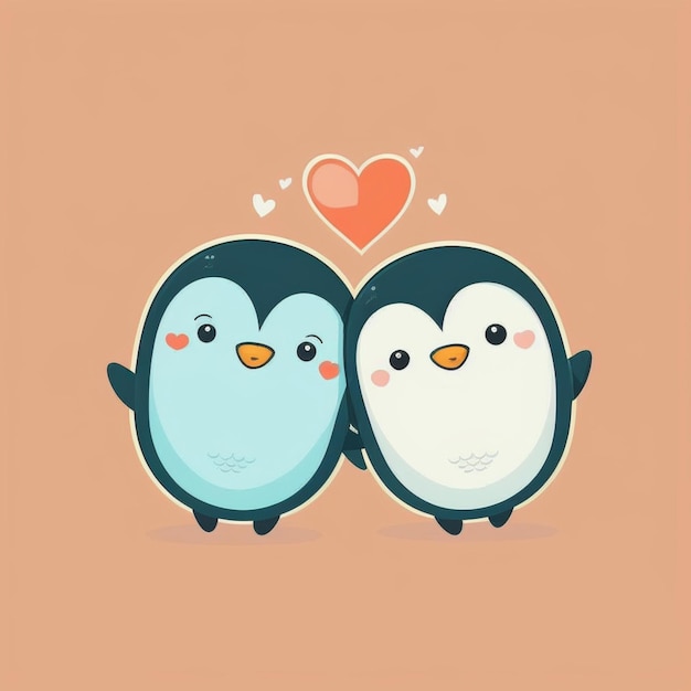 pinguino kawaii con cuore per san valentino