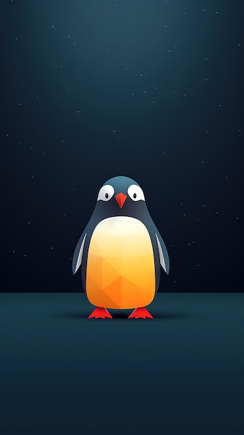 Pinguino minimalista su sfondo scuro IA generativa