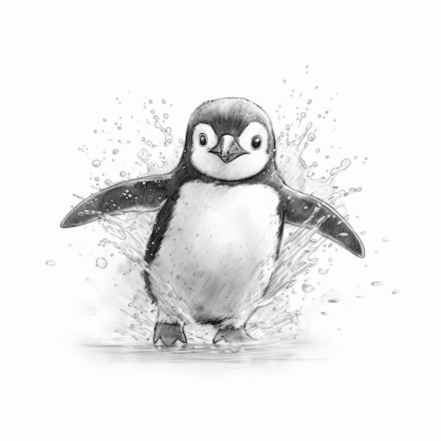 Pinguino nell'acqua che attinge ai generativa