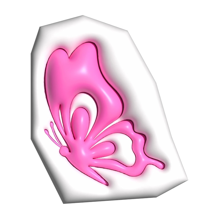 Photo pink butterfly png 3d paper cut transparent background