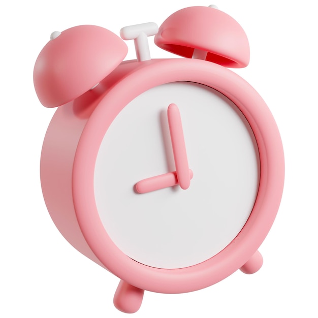 pink clock icon 3d render on white background