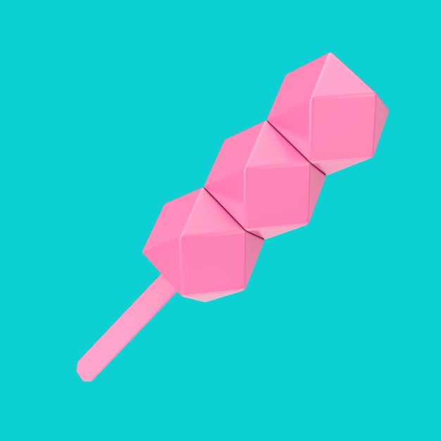 Pink Cube Ice Cream in stile bicolore su sfondo blu. Rendering 3D