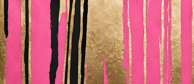 Pink Gold Black Painted Stripes Pittura a pennello Sfondio Artwork digitale colorato Design Wall Art