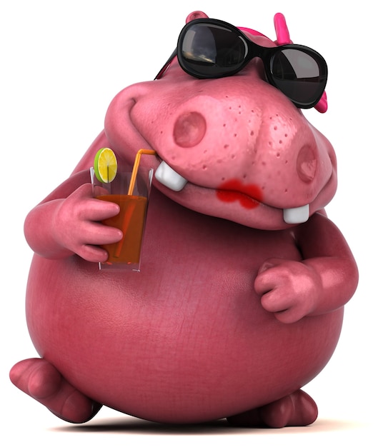 Pink Hippo - 3D Illustration