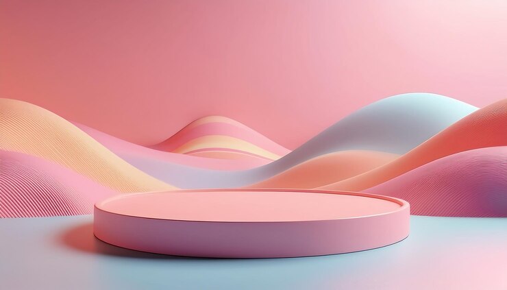 Pink Pastel 3D Podium for Product Display