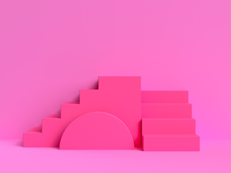 pink scene wall steps podium 3d rendering
