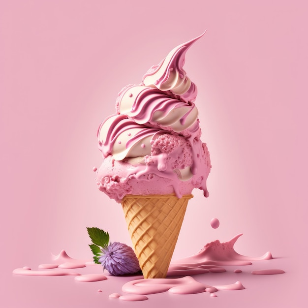 Pink Sweet Ice Cream illustrazione AI generativa