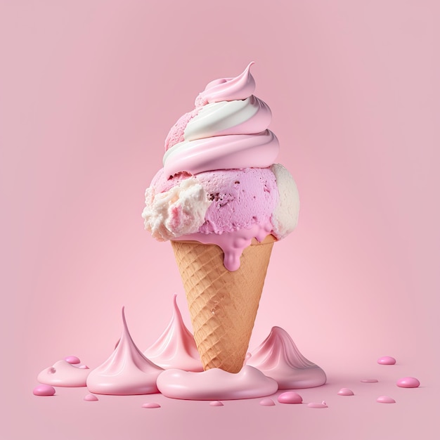 Pink Sweet Ice Cream illustrazione AI generativa