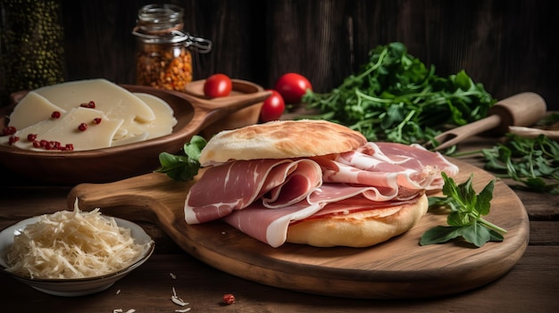 Pinsa Romana con Mortadella Parmigiano e Verdure