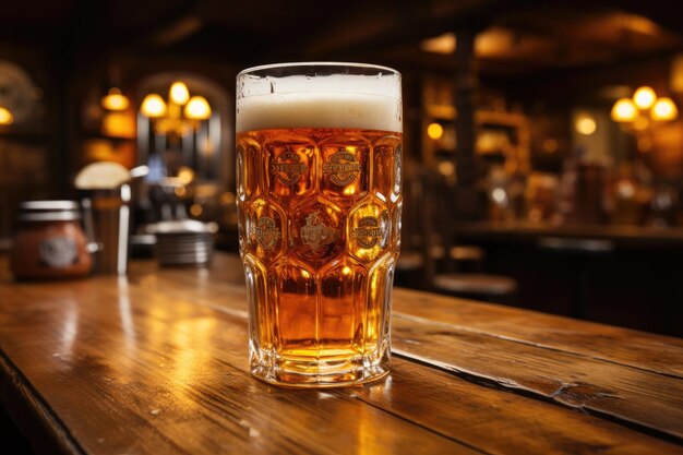 Pint de Pale Ale nel pub tradizionale al crepuscolo IA generativo