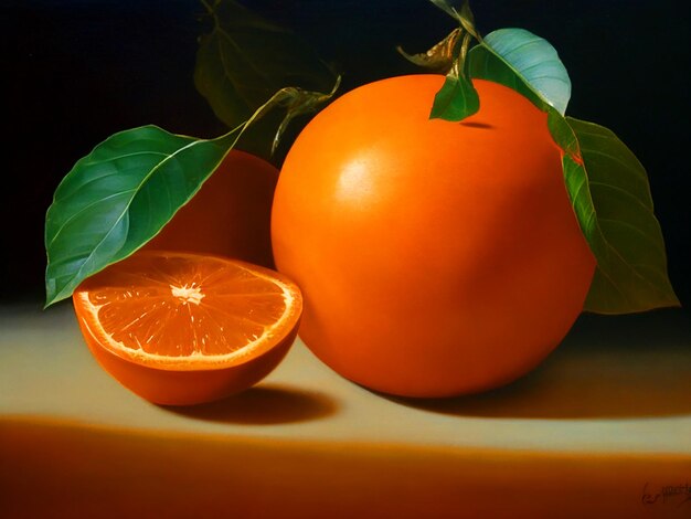 Pintura con mandarina 3d 4k download di immagini