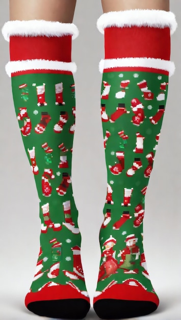 PinUp Xmas Sock Pixel Art Design Calze Abbigliamento creativo