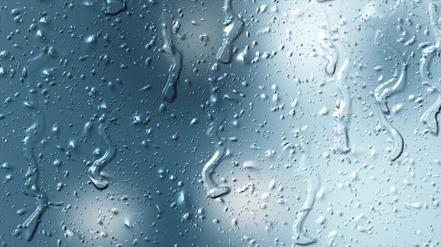 Pioggia naturale della goccia di acqua dolce su struttura di vetro
