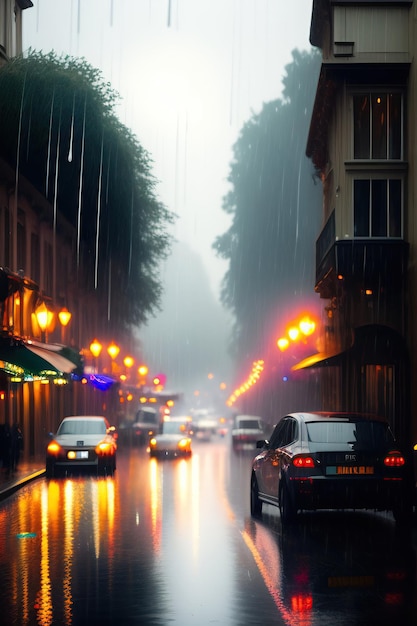 Pioggia per le strade della città