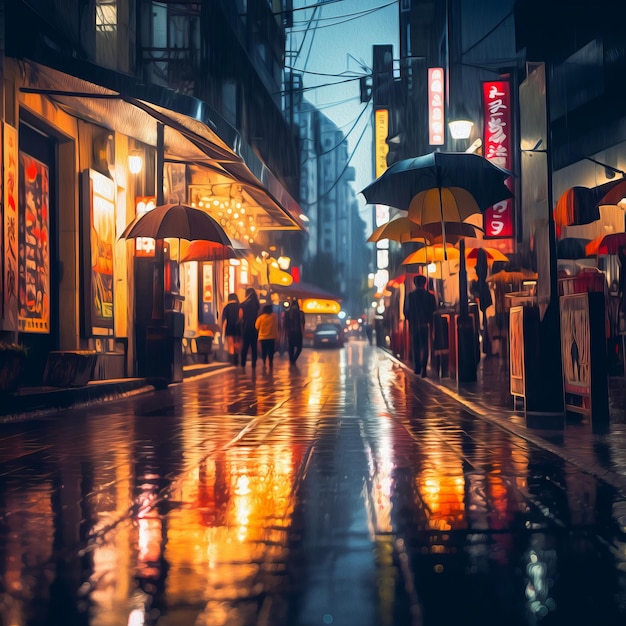 piove alla città di notte