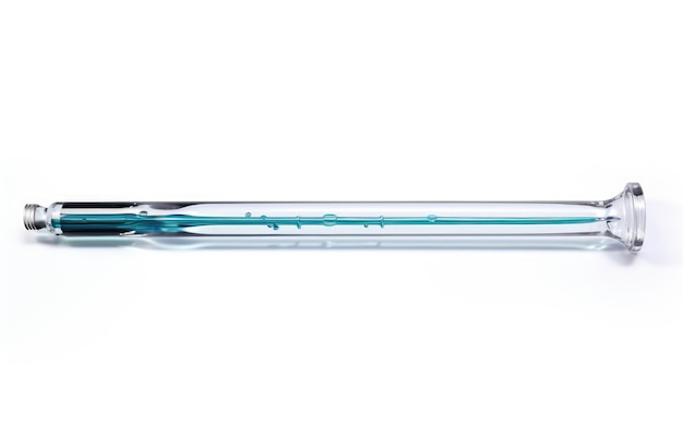 pipetta di vetro su sfondo bianco