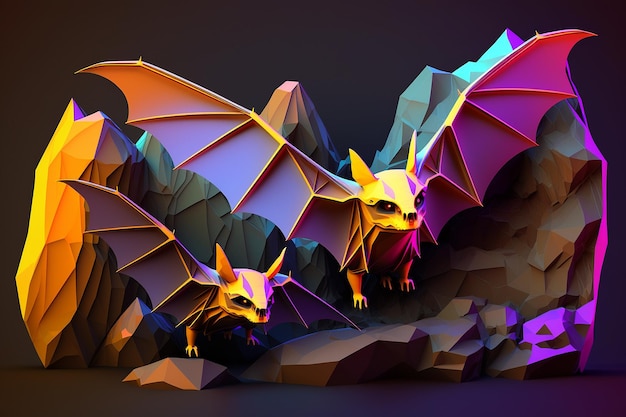 Pipistrelli geomatrick disegno lowpoly illustartion ai arte generata