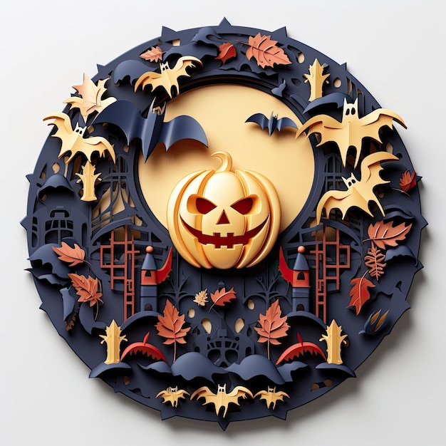 Pipistrello adesivo 3D di Halloween su sfondo bianco