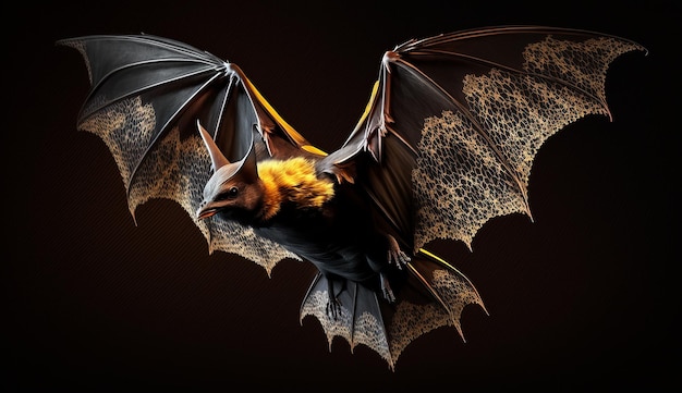 Pipistrello uccello notte volare casa silhouette specie sfondo nero foto arte generata dall'IA