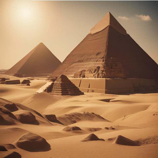 Piramide dell'antico Egitto nel deserto di sabbia
