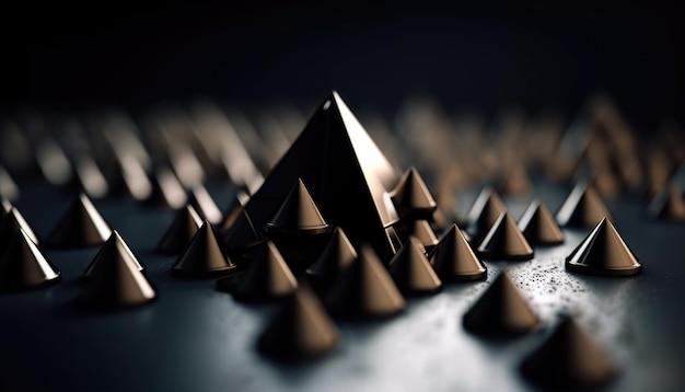 Piramide triangolare carta da parati sfondo scuro Generativo Ai