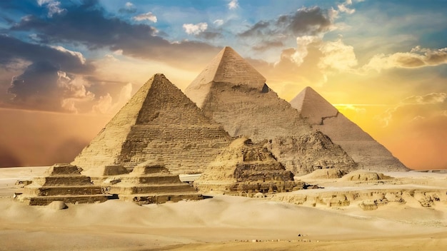 Piramidi con un bellissimo cielo di Giza al Cairo, in Egitto