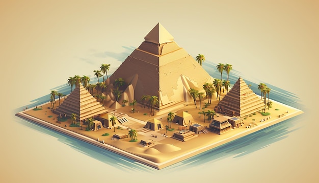 Piramidi isometriche di Giza illustrazione creativa