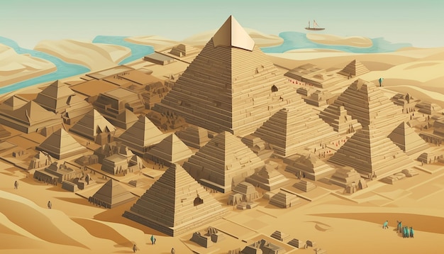 Piramidi isometriche di Giza illustrazione creativa