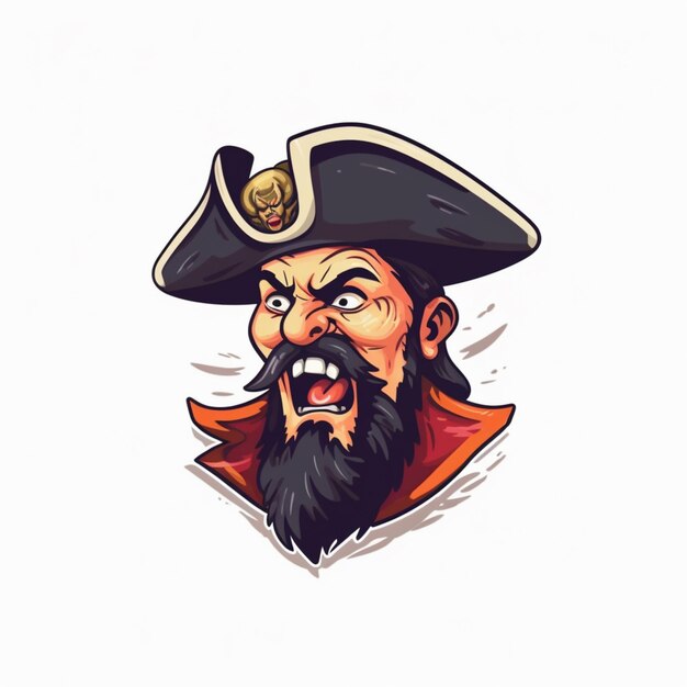 pirata dei cartoni animati con barba e cappello con teschio in testa ai generativa
