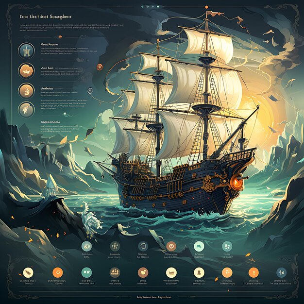 Pirate Pop Up Ui High Seas Adventure Theme Game Mobile Acti Design Art Graphic Frame Card Decor