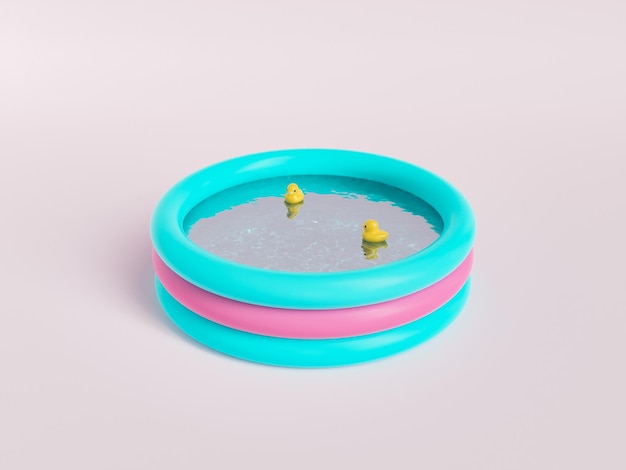 Piscina gonfiabile con anatre di gomma