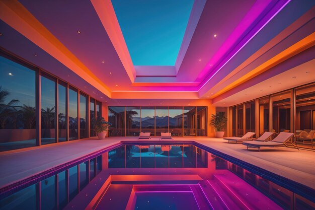 Piscina in una villa moderna ai generative