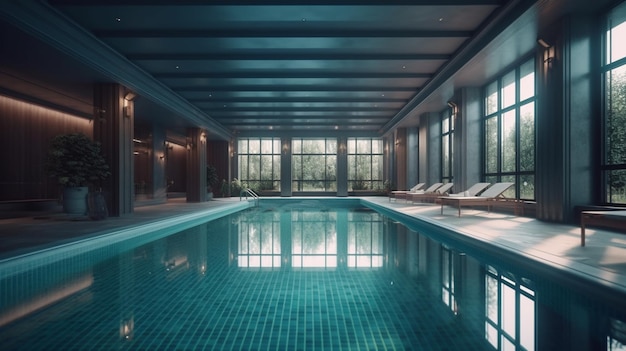 Piscina nell'hotel di lusso Generative Ai