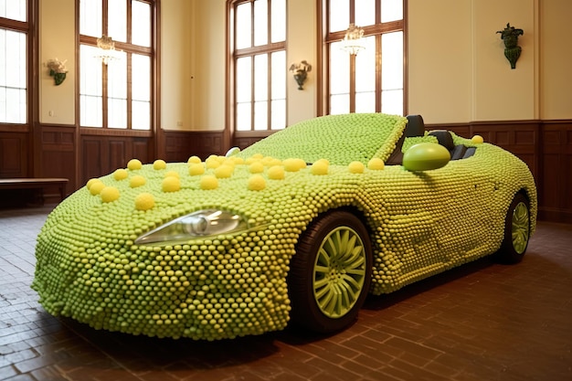 Piselli verde Lusso futuristico convertibile auto sportiva illustrazione generativa ai