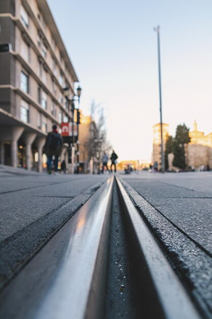 Pista del tram in città