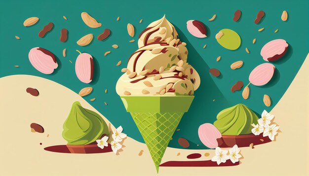 Pistacchio Perfection Summer Background con Pistachio Generative AI