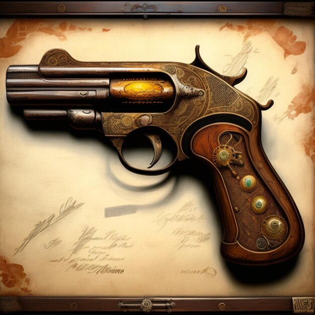 Pistola a mano vintage rustica retrò Steampunk