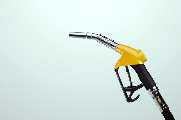 Pistola di stazione di servizio isolata sulla pompa di carburante della stazione di benzina a sfondo chiaro Concepto di aumento del carburante