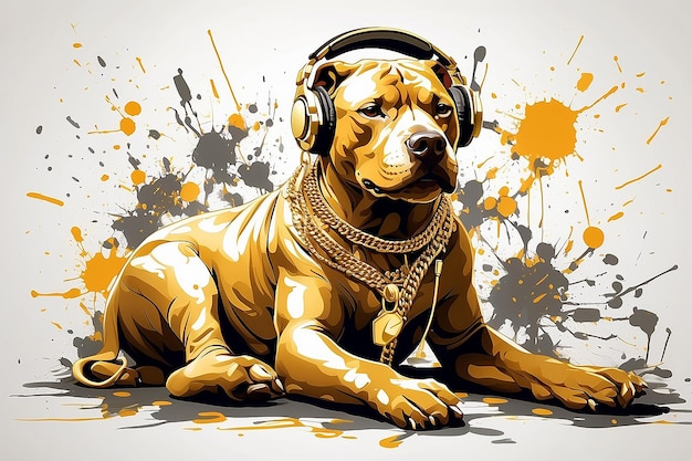 Pitbull Dog in stile Golden Rapper