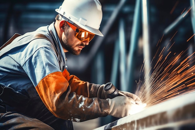 pittore industriale professionista con cappello rigido e coagulo di lavoro