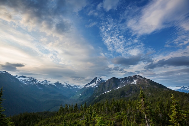 Pittoresca vista sulle montagne delle Montagne Rocciose canadesi nella stagione estiva