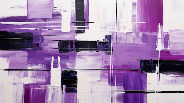 Pittura a blocchi astratta in colori di vernice nera e viola