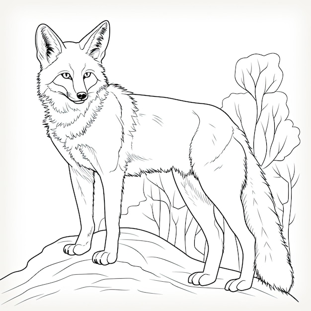 Pittura a colori in bianco e nero di un coyote