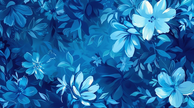 Pittura a fiori astratta blu
