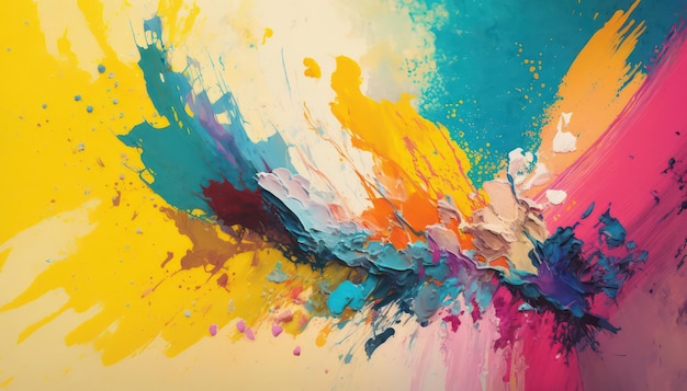 Pittura a olio astratta come sfondo Trama con pennellate colorate caotiche sulla tela