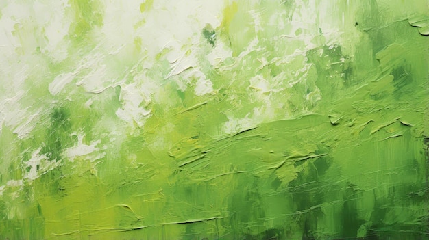 Pittura a olio astratta su tela Punti di pittura Tratti di pittura gamma verde creata con la tecnologia Generative AI