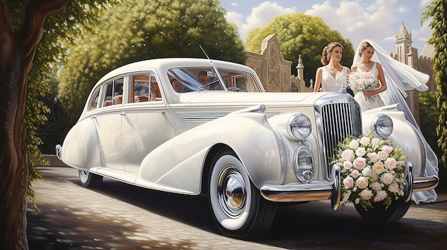 Pittura a olio bianca classica per auto da matrimonio di lusso