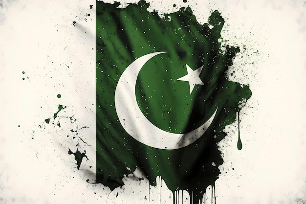 Pittura a olio dell'illustrazione di arte digitale del giorno del pakistan della bandiera del Pakistan