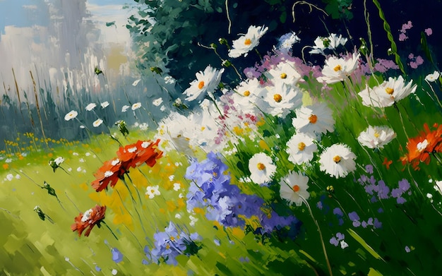 pittura a olio di fiori